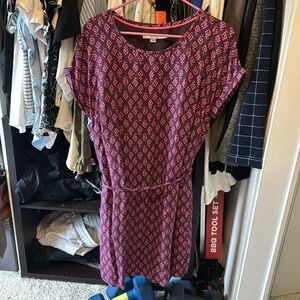 Boden Purple Mini Dress with Pink Geometric Print